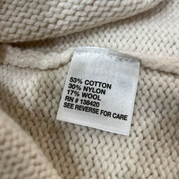 CARLISLE Cream Heavy Knit Open Front Cardigan Wool Blend Ribbed Pockets Sz S NWT - Picture 10 of 10